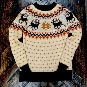 Cozy cabin Christmas cookie sweater gently used